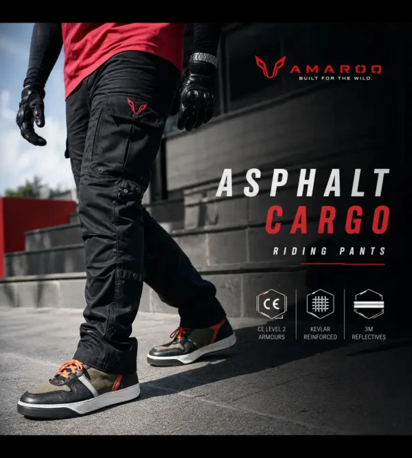 AMAROQ Asphalt Riding Cargo with Kevlar Rinfoircement and CE L2 Armours (Optional)