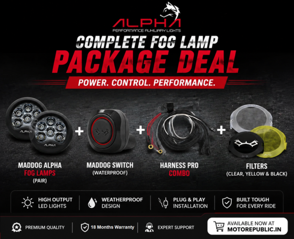 MADDOG Alpha Aux Set (Alpha Fog Lamps, Light Filters, Switch and Wire Harness Pro Combo)